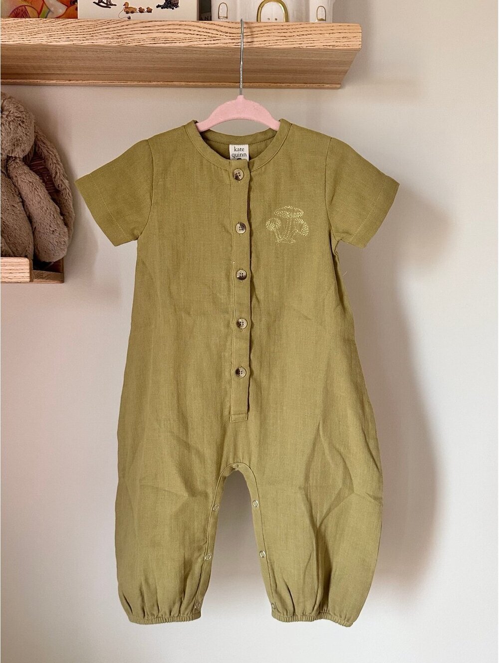 NWT Kate Quinn SS Embroidered Button Bubble
Jumpsuit - Deep Flaxen - Sz 6/12m
